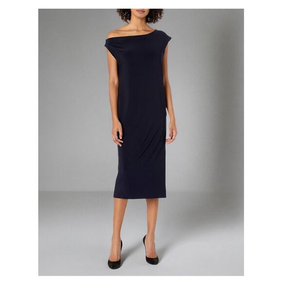 NWOT Norma Kamali Women's Drop Shoulder Dress in Navy Midnight Size Small - Picture 3 of 9